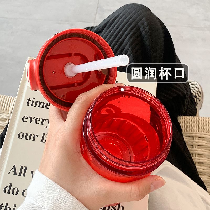 Simple water cup girls' high-value coffee cup with straw  new student adult office Cup ins