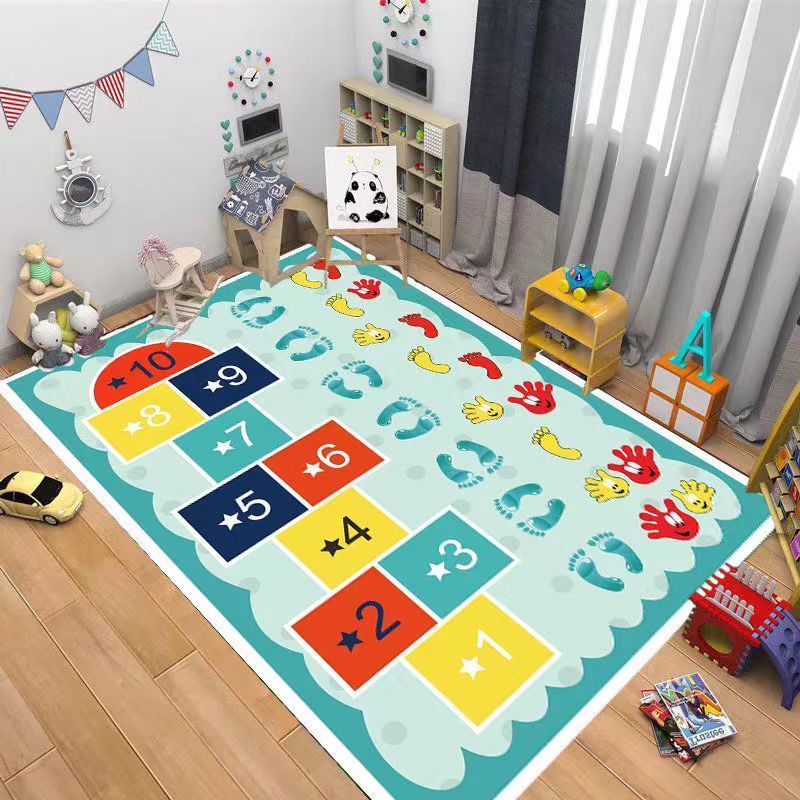 Children's floor mat cartoon baby crawling mat hopscotch early education toddler bedroom bedside blanket table mat does not hide gray carpet
