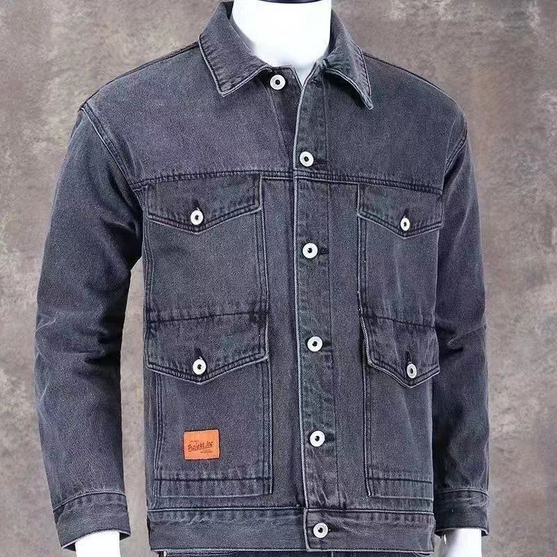 Spring and autumn new denim jacket men's tooling jacket multi-pocket middle-aged and elderly denim jacket handsome