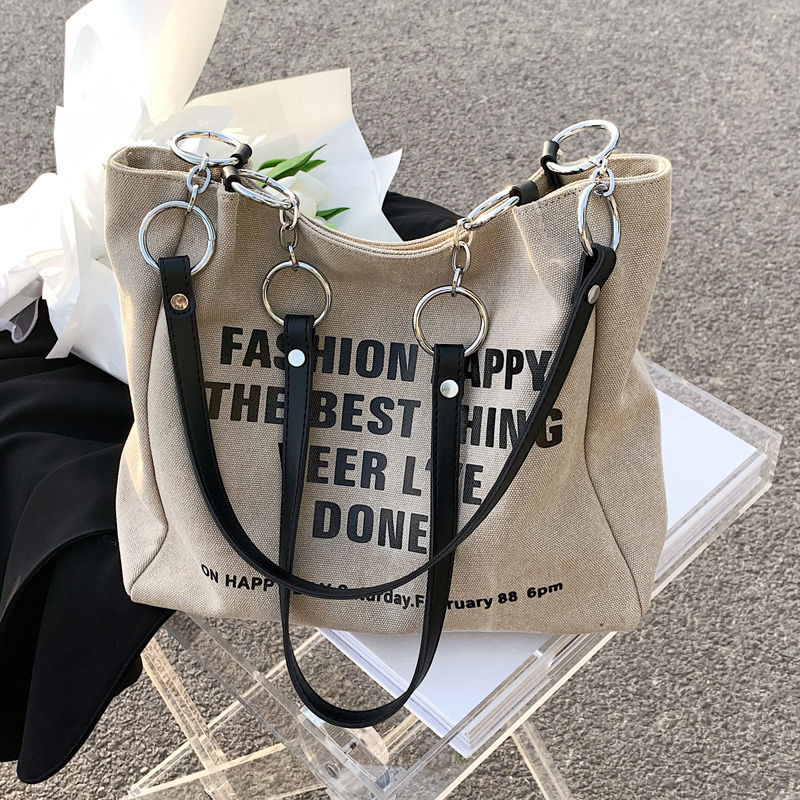 Large-capacity shoulder canvas bag fashionable large bag for women 2023 new summer style versatile high-end tote bag