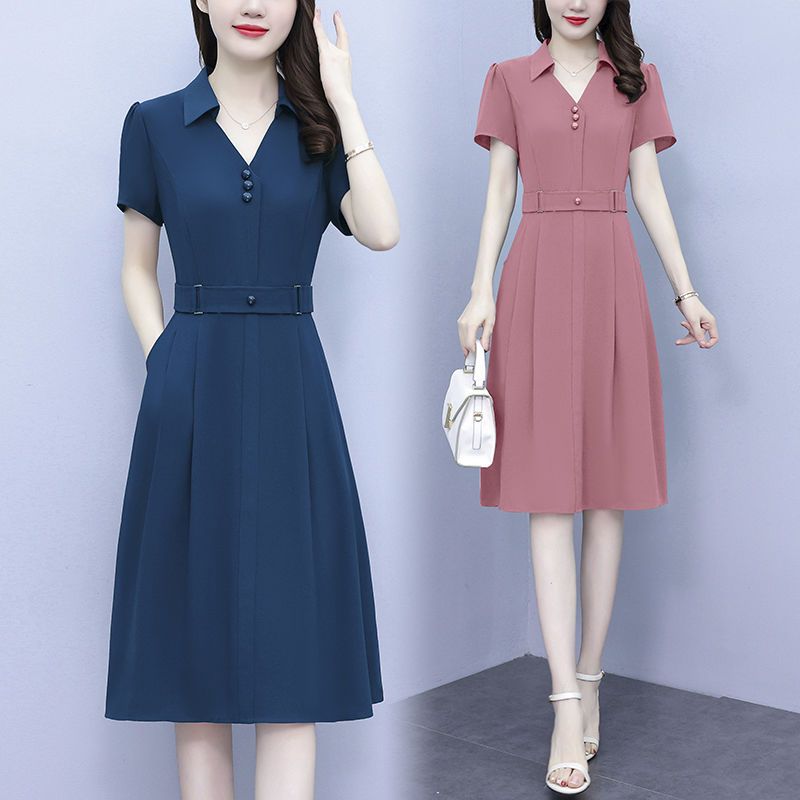 時尚透氣減齡氣質連衣裙女夏裝2022新款胖mm收腰洋氣驚艷顯瘦裙子