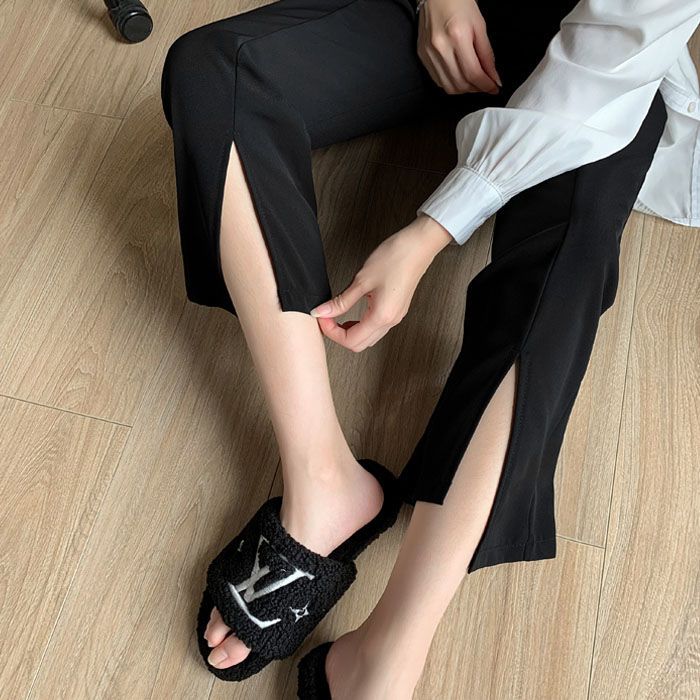 Micro-flare wide-leg pants women's summer thin section high-waisted slim small suit nine-point pants spring and autumn split casual pants