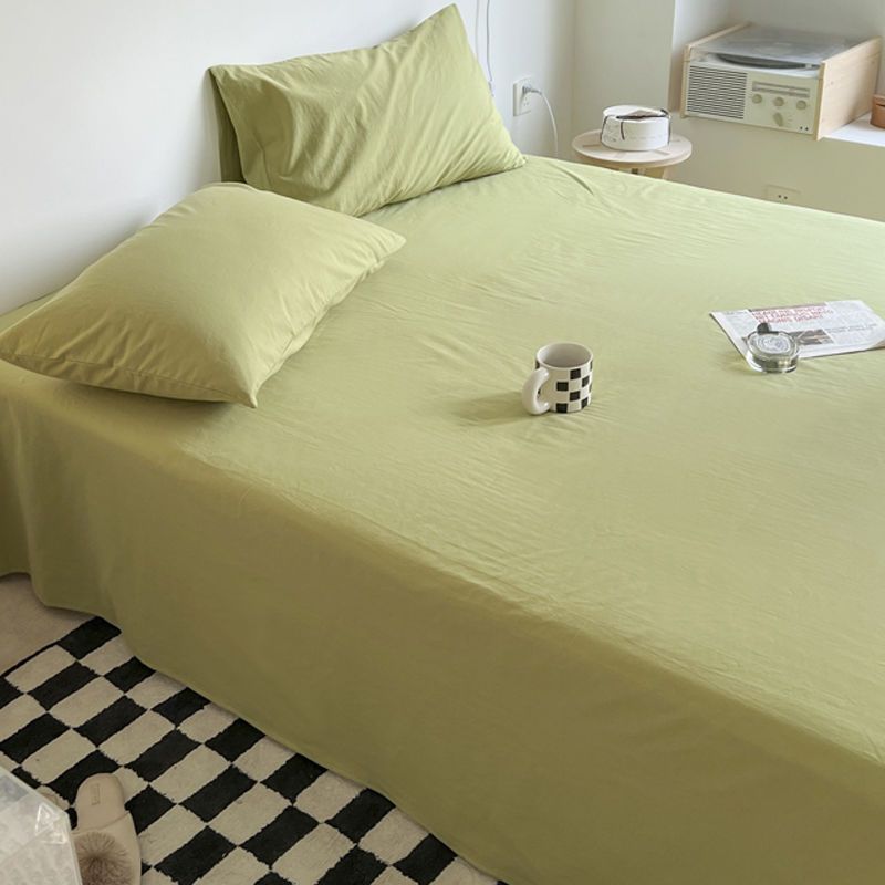 纯棉绿色床单单件100全棉水洗棉ins风单人学生宿舍被单床罩三件套