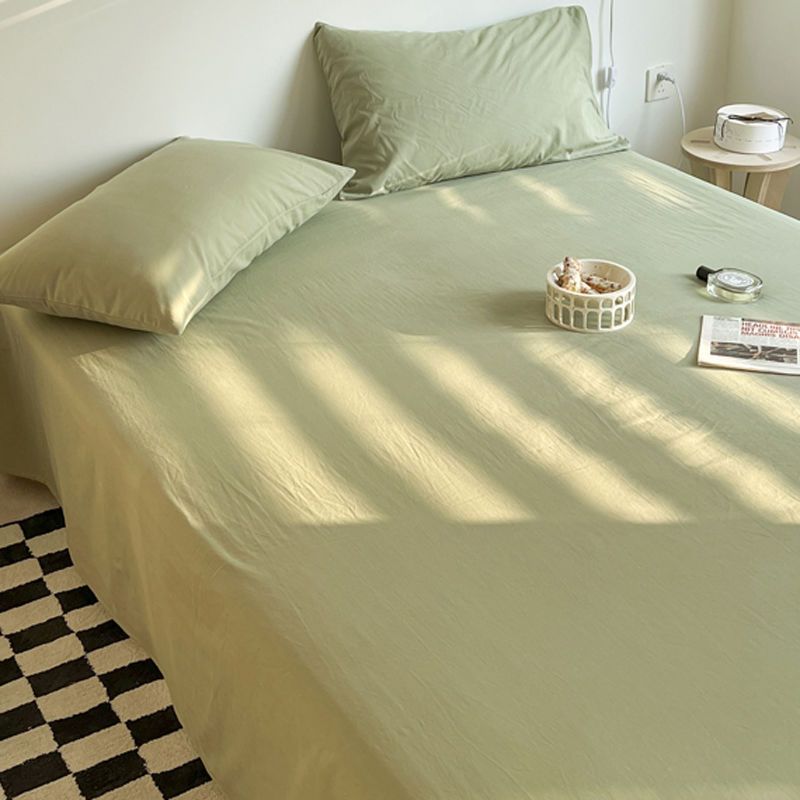 纯棉绿色床单单件100全棉水洗棉ins风单人学生宿舍被单床罩三件套