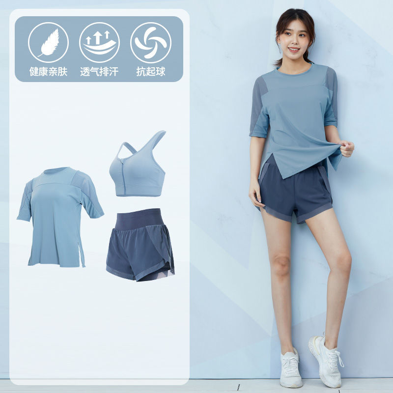 運動套裝女夏季寬鬆顯瘦休閒透氣速乾衣初學者高端時尚專業瑜伽服