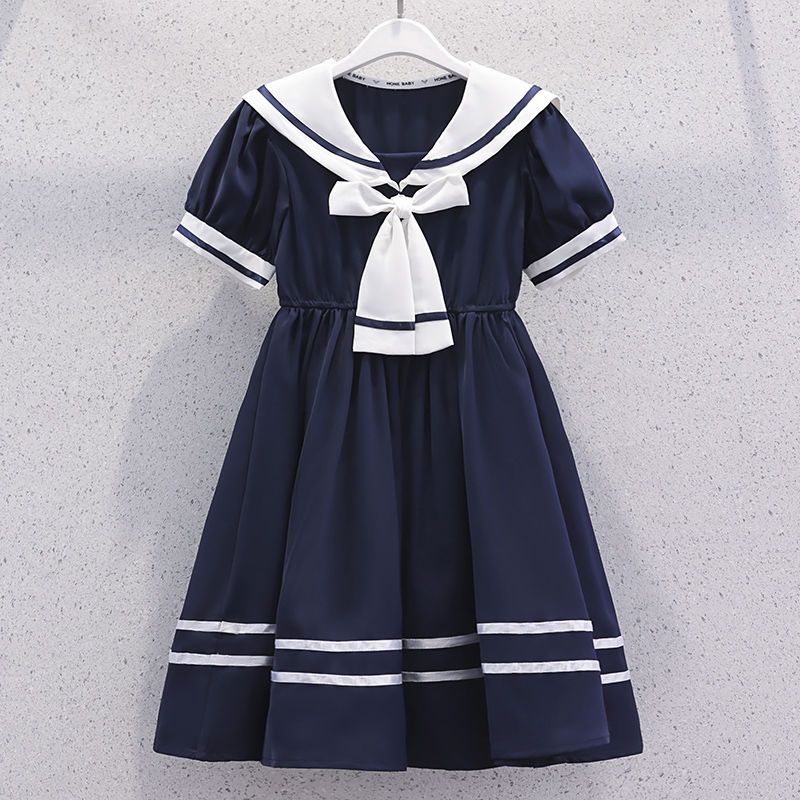 女童连衣裙夏季薄款2023新款海军风水手服儿童装学院风JK裙子学生