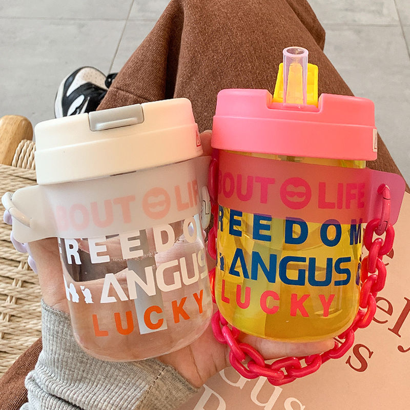High appearance  new water cup women's cup with straw ins minority student children's portable network red coffee cup