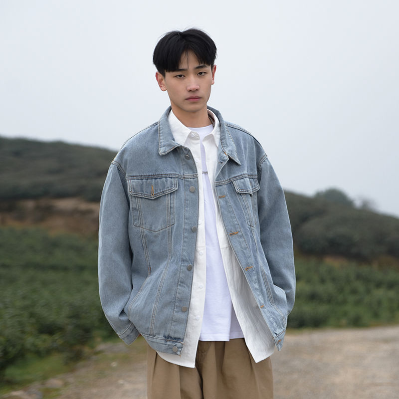 Denim jacket men's Korean style loose fashion washed old all-match top simple youth handsome jacket trendy