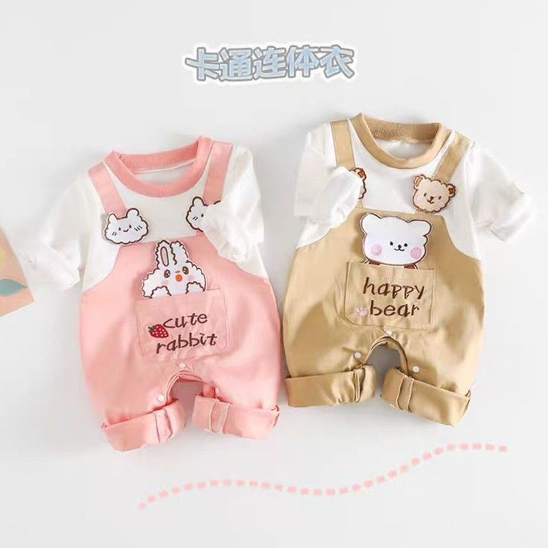 Baby jumpsuit, spring and autumn baby 0 to 3 months newborn clothes, super cute baby clothes, Internet celebrity cotton robe