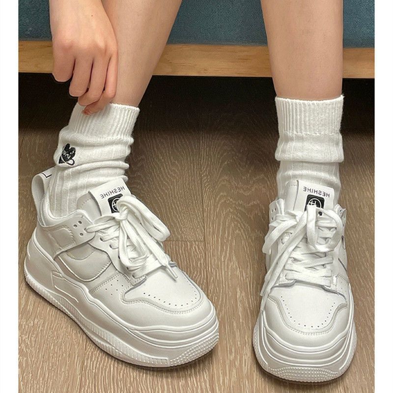 百搭厚底老爹鞋女2023年秋冬新款小白鞋女透氣休閒運動板鞋ins潮