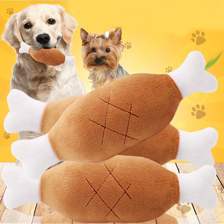 Golden toys, plush dogs, relaxation toys, Teddy Fadou, cats, pets, resistant to biting, grinding teeth, and making noises, chicken leg toys