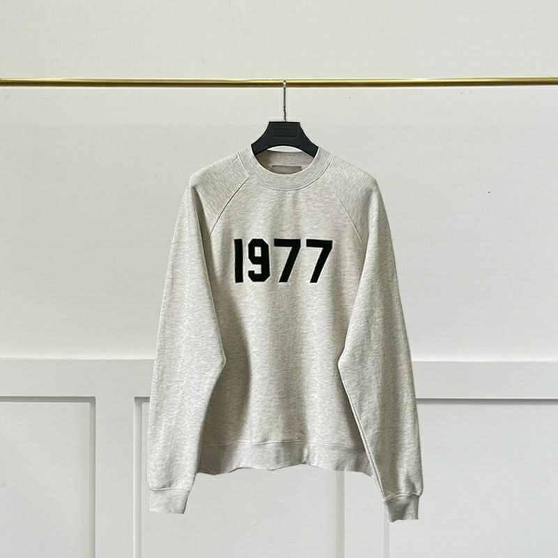 FOG double-line ESSENTIALS number 1977 series flocking printing loose round neck men's and women's youth sweater tide