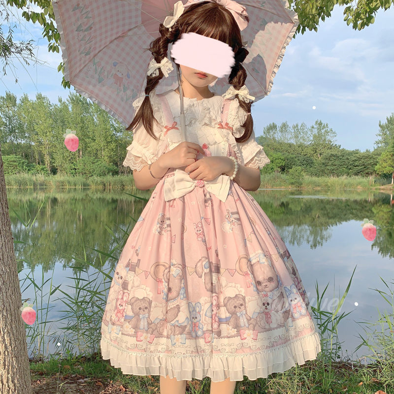 [Good Night Fairy Tale] Spot Korean Mushroom Cool ~ Original Design Lolita Cute jsk Suspender Dress + Bag