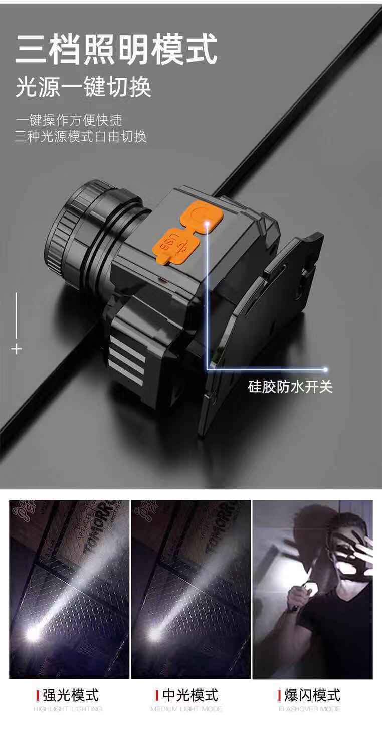  LED头灯强光超亮头戴式手电筒户外家用远射充电夜钓鱼小氙气矿灯1