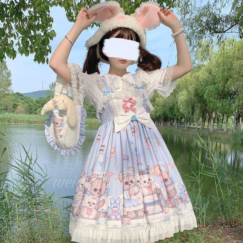 [Good Night Fairy Tale] Spot Korean Mushroom Cool ~ Original Design Lolita Cute jsk Suspender Dress + Bag