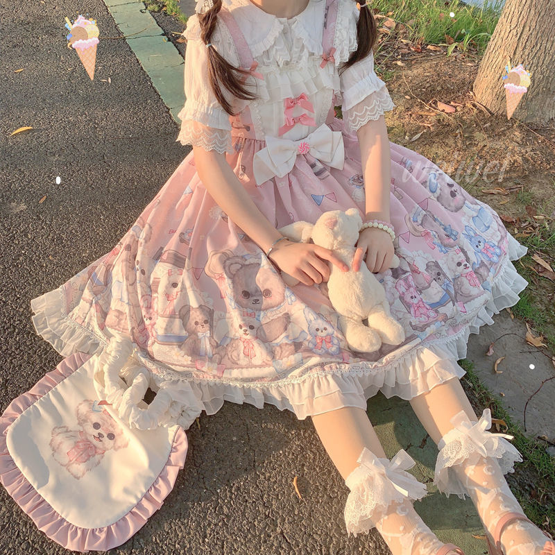 [Good Night Fairy Tale] Spot Korean Mushroom Cool ~ Original Design Lolita Cute jsk Suspender Dress + Bag