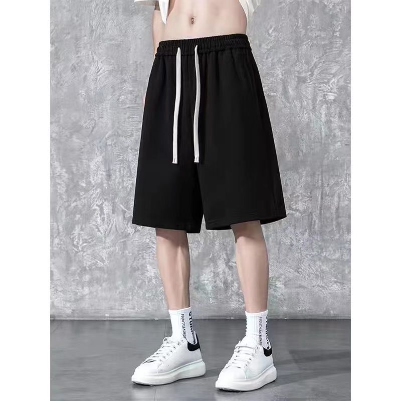 Plus fat plus size shorts men's over-the-knee sports five-point beach pants loose trendy all-match simple solid color pants bf