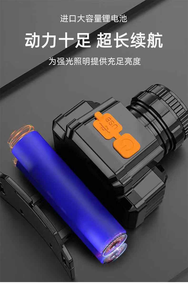 LED头灯强光超亮头戴式手电筒户外家用远射充电夜钓鱼小氙气矿灯1