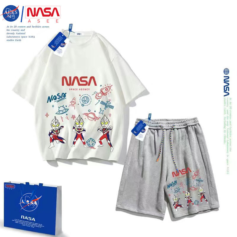 NASA联名小迪迦男童短袖套装夏装2022新款中大童t恤儿童两件套潮