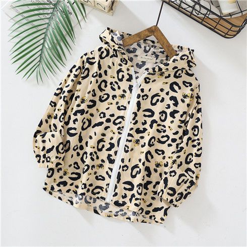 Boys' artificial cotton tops long-sleeved children's cotton silk cardigan jacket girls' sun protection clothing anti-ultraviolet summer thin section