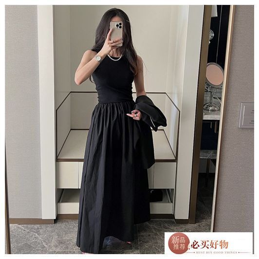 South Korea  spring and summer new product vest skirt French temperament a word big swing waist slimming sleeveless dress female