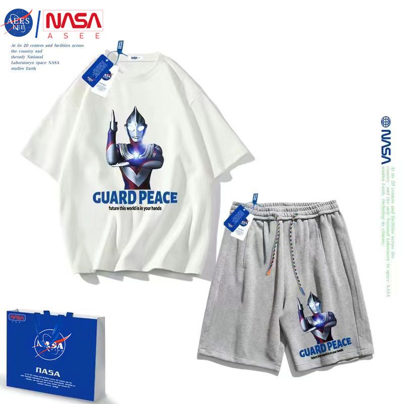 NASA联名小迪迦男童短袖套装夏装2022新款中大童t恤儿童两件套潮