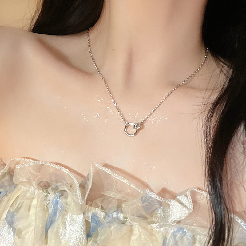 Double-ring exquisite necklace, high-end design, light luxury, niche, simple clavicle chain, internet celebrity 2022 new style female ins