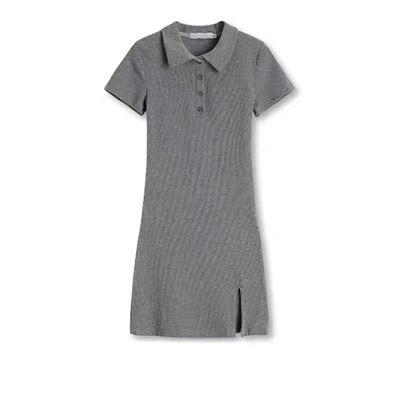 Polo collar pure desire wind bag hip skirt summer 2023 new short-sleeved slim slit waist top hot girl skirt