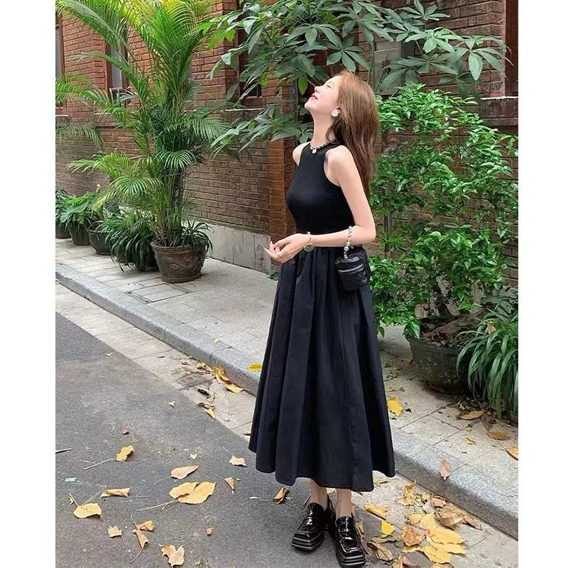 South Korea  spring and summer new product vest skirt French temperament a word big swing waist slimming sleeveless dress female