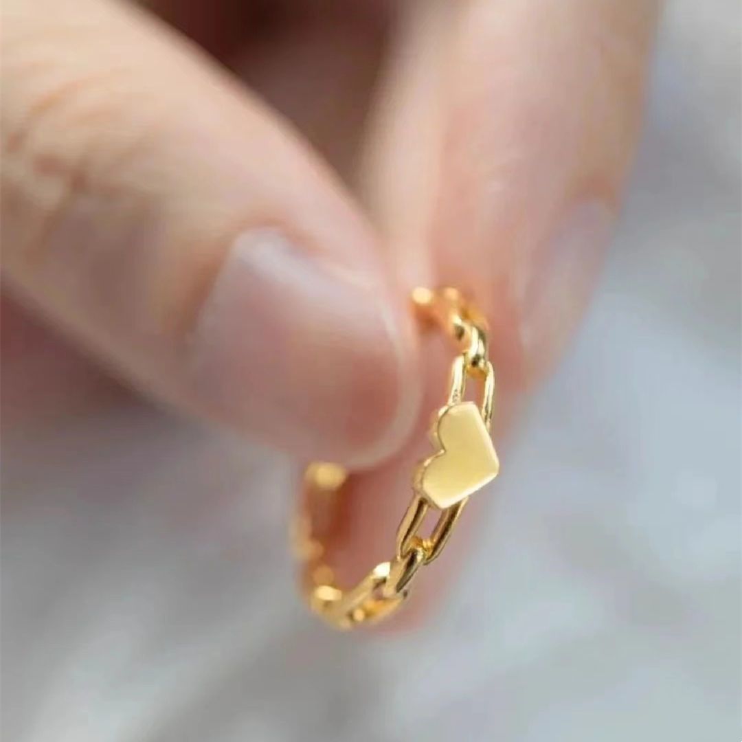 Xiaohongshu’s popular hollow love ring for women, simple and high-end element ring, adjustable index finger ring as a gift for your girlfriend