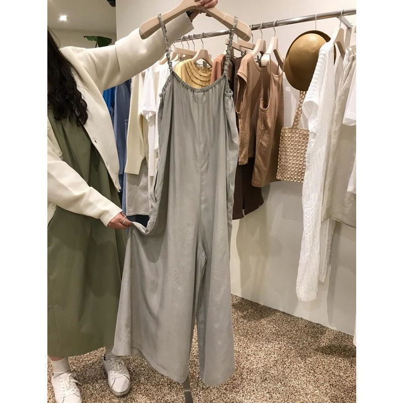Fat MM large size wide-leg mopping suspenders women's summer loose 2-300 catties high waist suspenders one-piece trousers ins