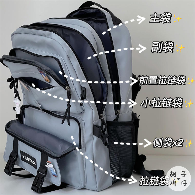 ins日系原宿工裝雙肩包男韓版少女學生書包港風復古大容量背包潮