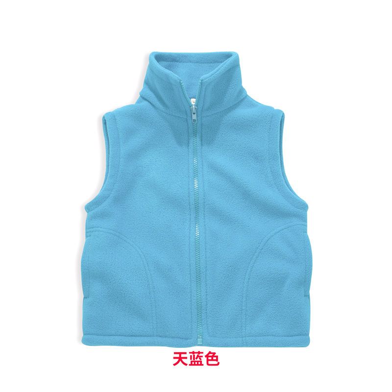Children's polar fleece vest double-layer thickened male and female baby spring and autumn winter waistcoat jacket middle and big children's outerwear vest