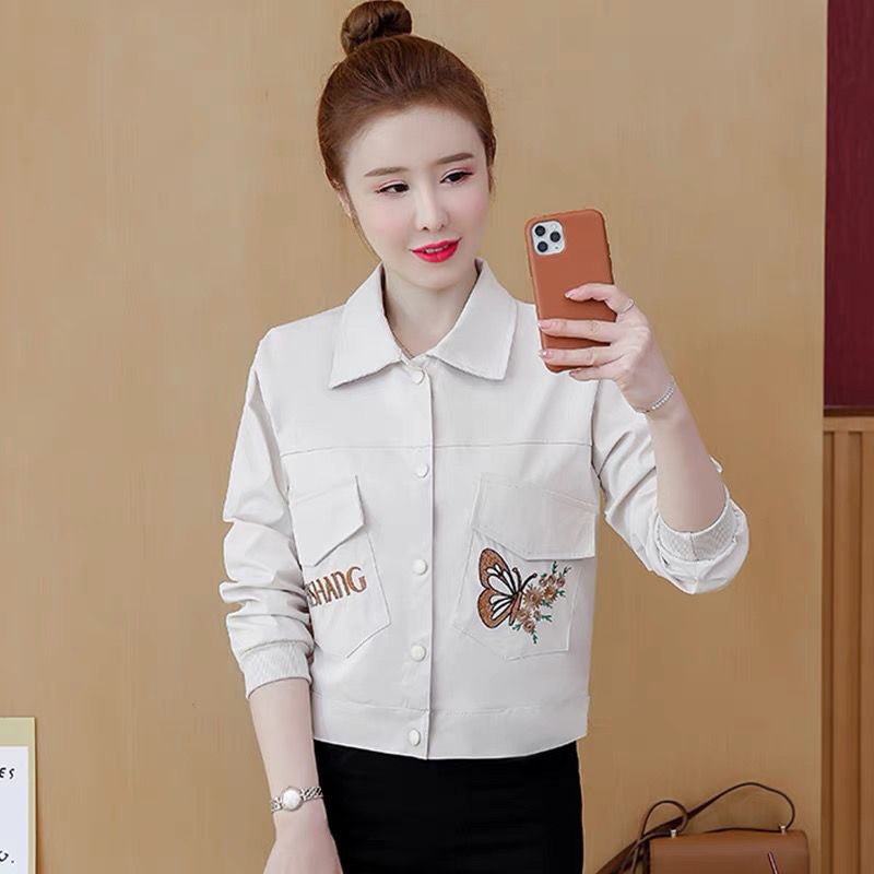 Short jacket for women 2023 spring new fashion embroidered baseball uniform for short people to look taller and trendy jacket