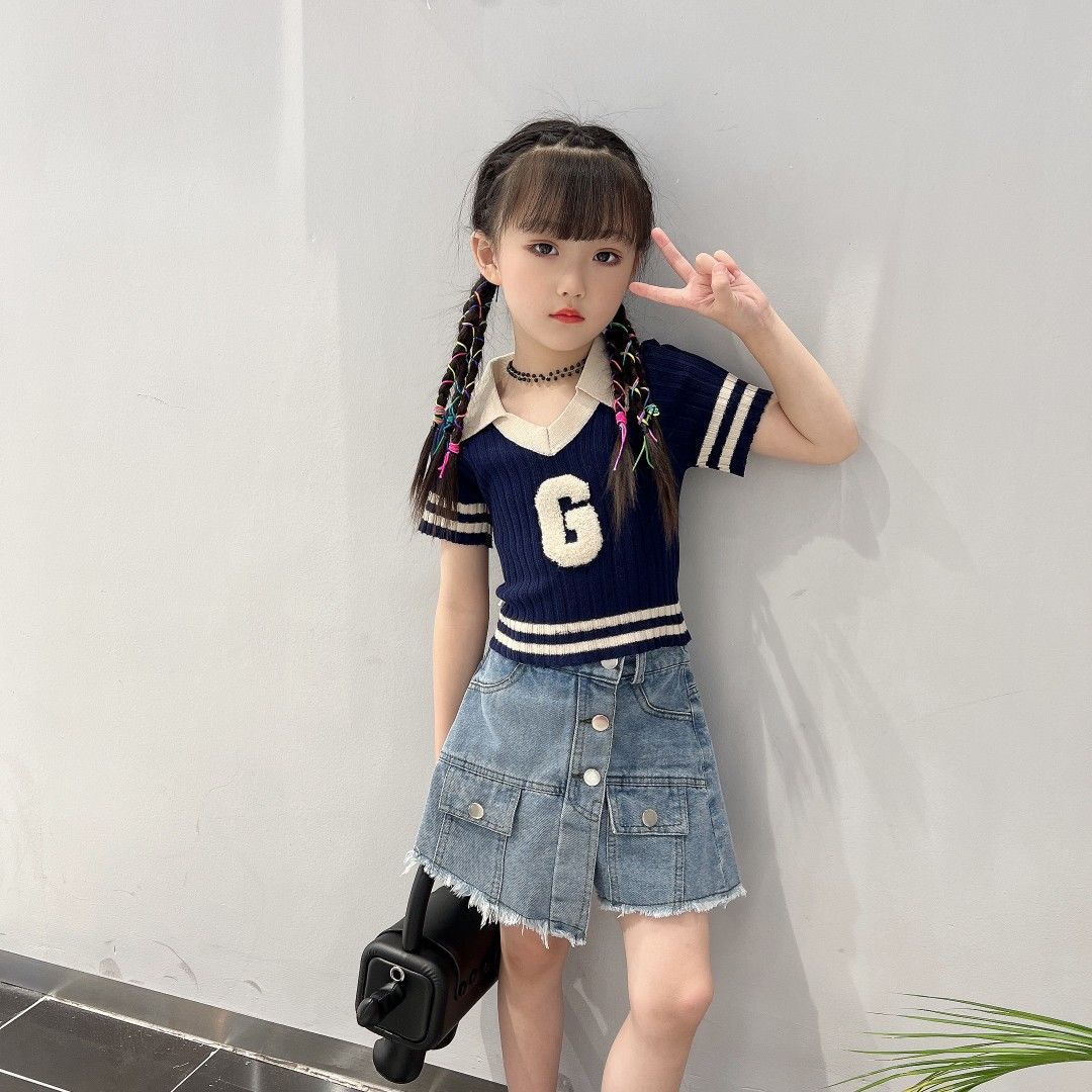 女童夏裝套裝2022新款洋氣時髦短袖兒童裝網紅女孩夏季大童兩件套