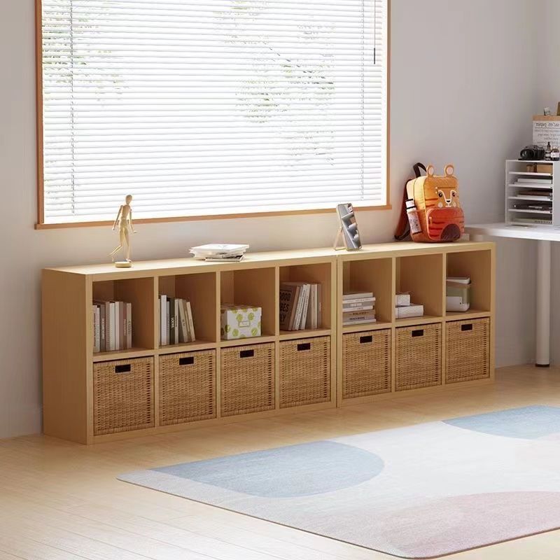 落地矮书柜置物架儿童抽屉式整理收纳木质自由组合格子柜靠墙书架