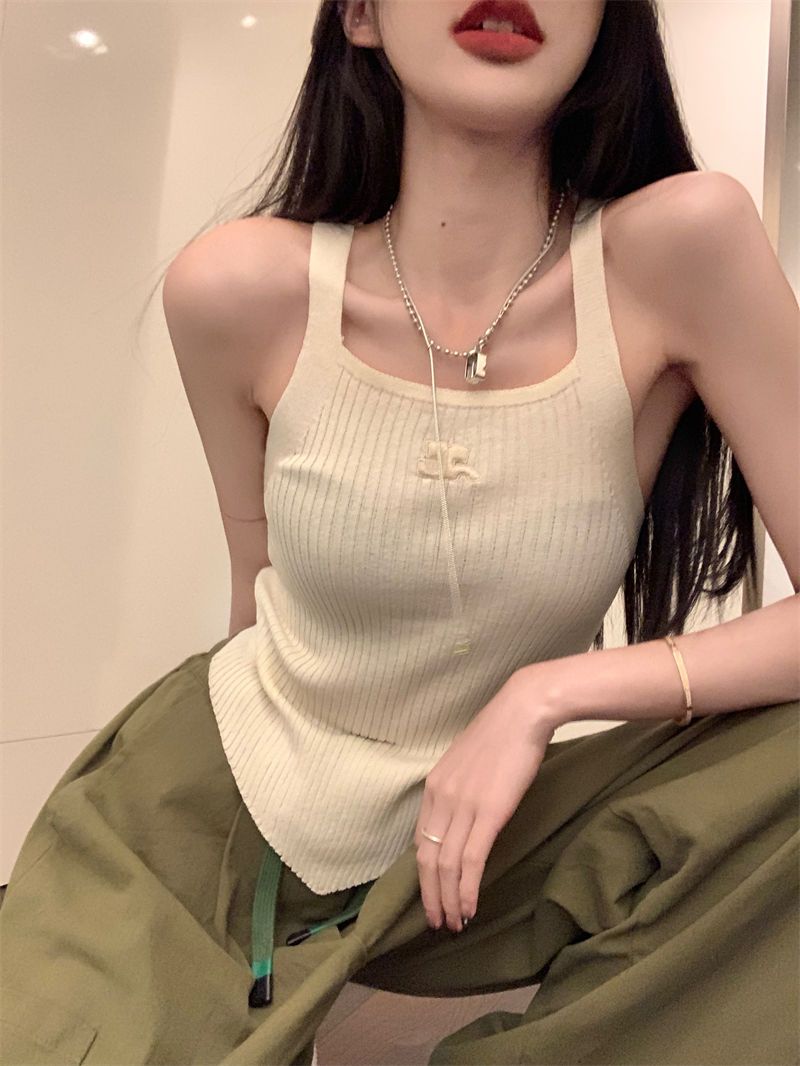 Irregular design suspenders summer outerwear women's self-cultivation sexy sleeveless niche chic tops with vests