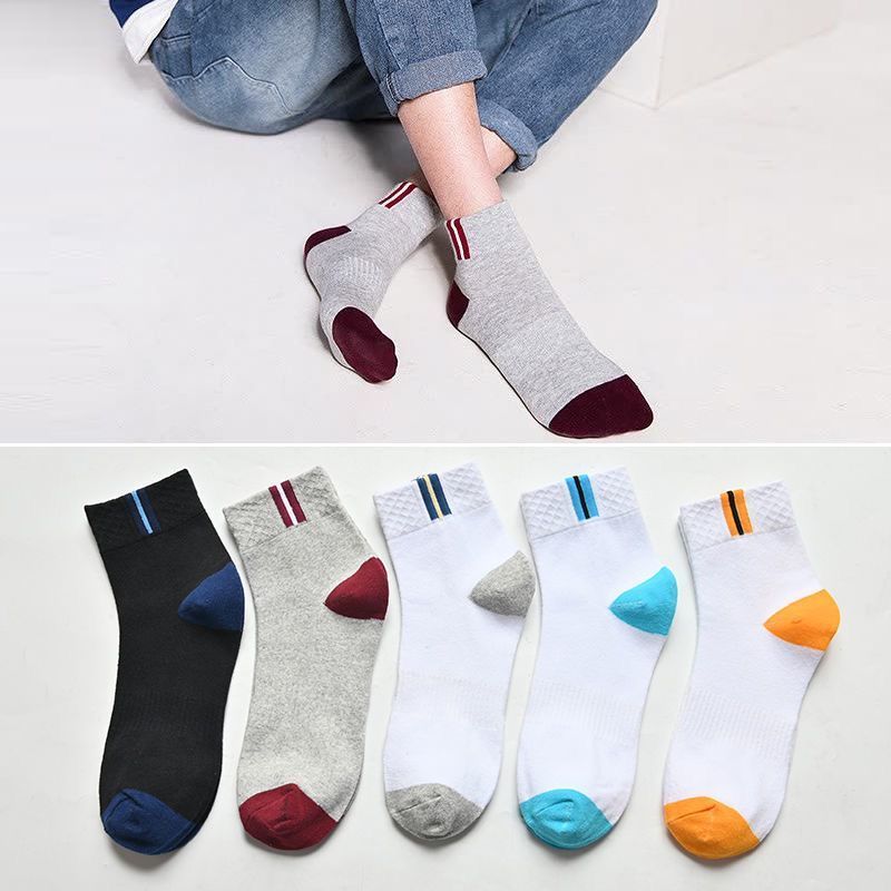【20 packs】socks male students mid-tube socks men's socks spring and summer wind Korean version deodorant breathable all-match men's socks