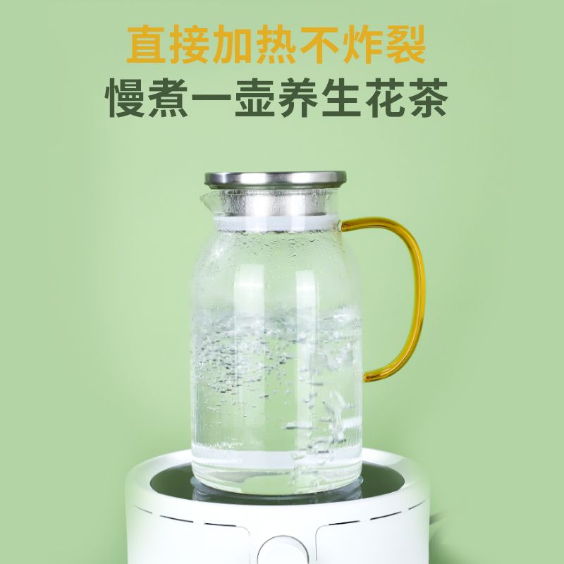 夏季竖纹玻璃冷水壶耐高温防爆冰箱凉水壶大容量家用高颜值泡茶壶