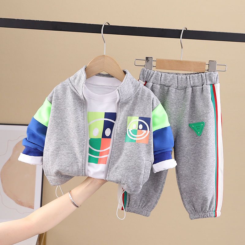 Children's clothing boys autumn suit 2022 new children's spring and autumn foreign style casual three-piece suit baby 1-3 years old 5 tide
