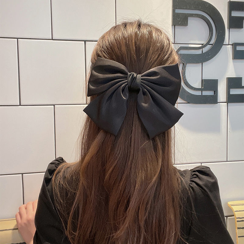 Black bow hairpin women's head new spring clip top clip high-end sense head rope ponytail hair clip