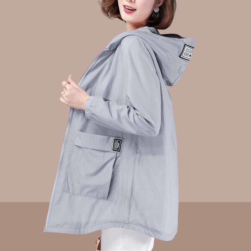 [80-200 catties] large size loose sun protection clothing women  new mid-length UV protection sun protection jacket