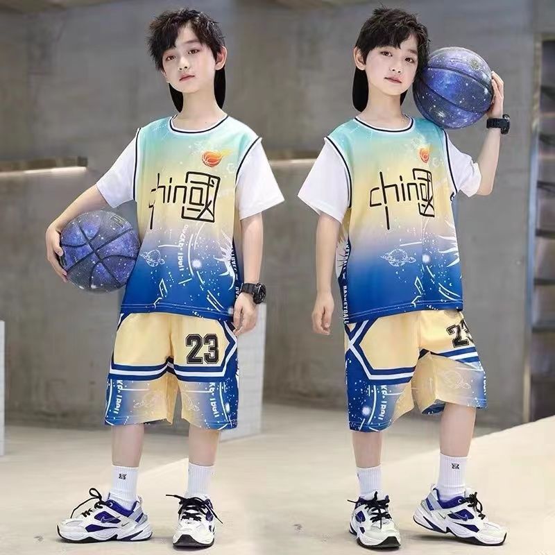 男童篮球服速干套装夏季2023新款夏装男孩中大童训练运动短袖球衣
