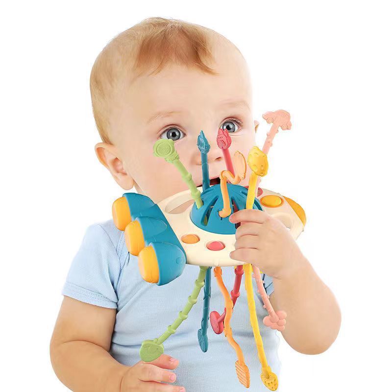 婴儿抽抽乐玩具手指飞碟拉拉乐手部精细动作小孩0一1岁宝宝6个月
