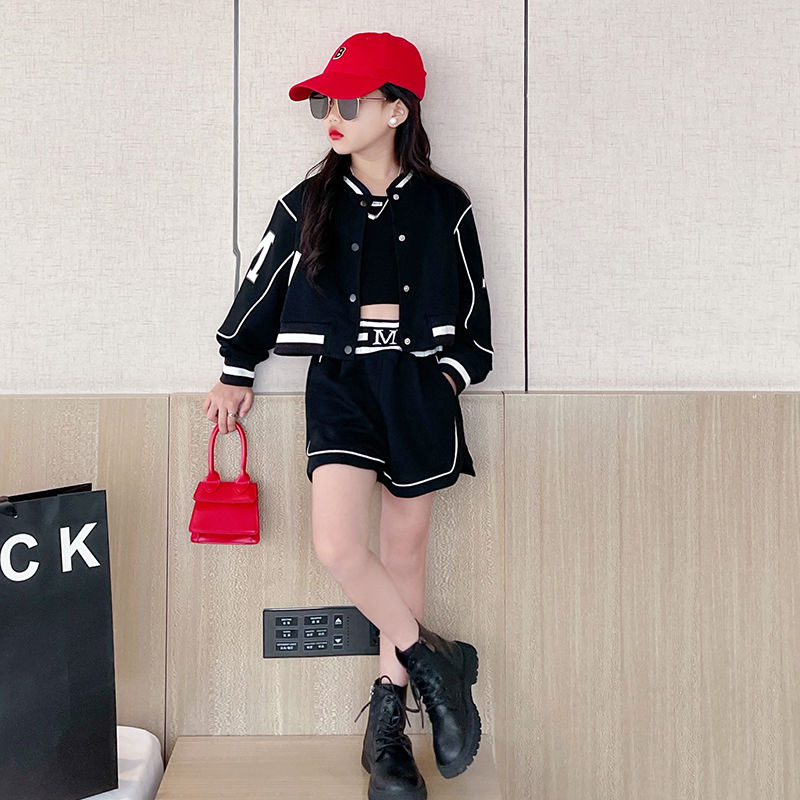 Girls' fashionable suit spring and autumn 2022 new foreign style fashionable net red children's fried street autumn baseball uniform