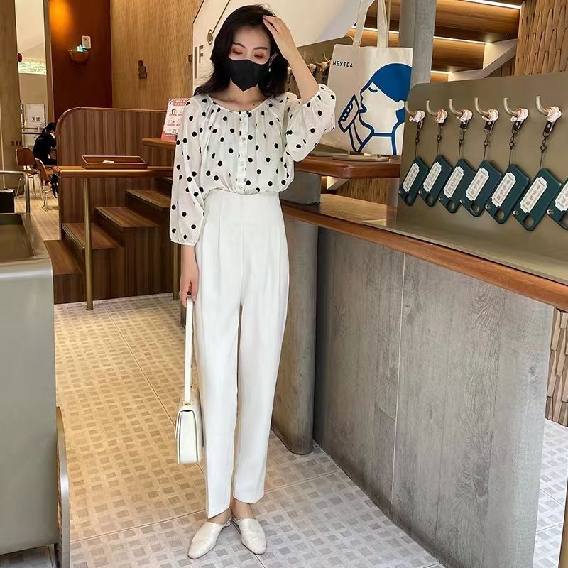 Cigarette suit pants for women, spring and autumn new style, high-waisted, loose, slim, nine-point casual pants, professional trousers for small feet