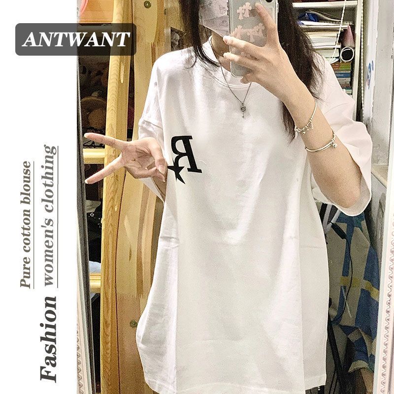 Guochao short-sleeved t-shirt women's summer  new chic Hong Kong style half-sleeved loose new top design sense niche