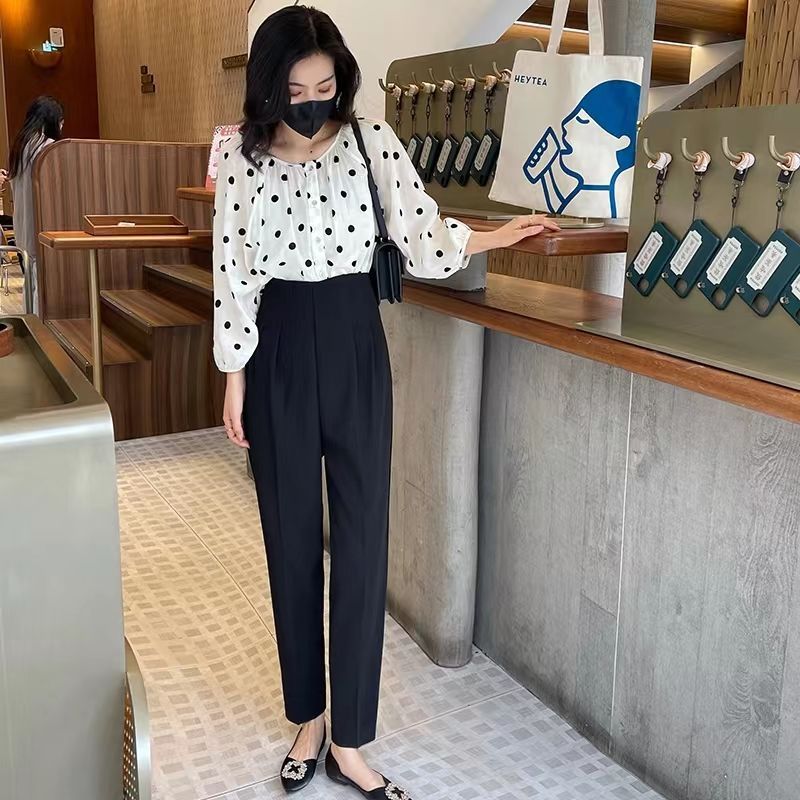 Cigarette suit pants for women, spring and autumn new style, high-waisted, loose, slim, nine-point casual pants, professional trousers for small feet
