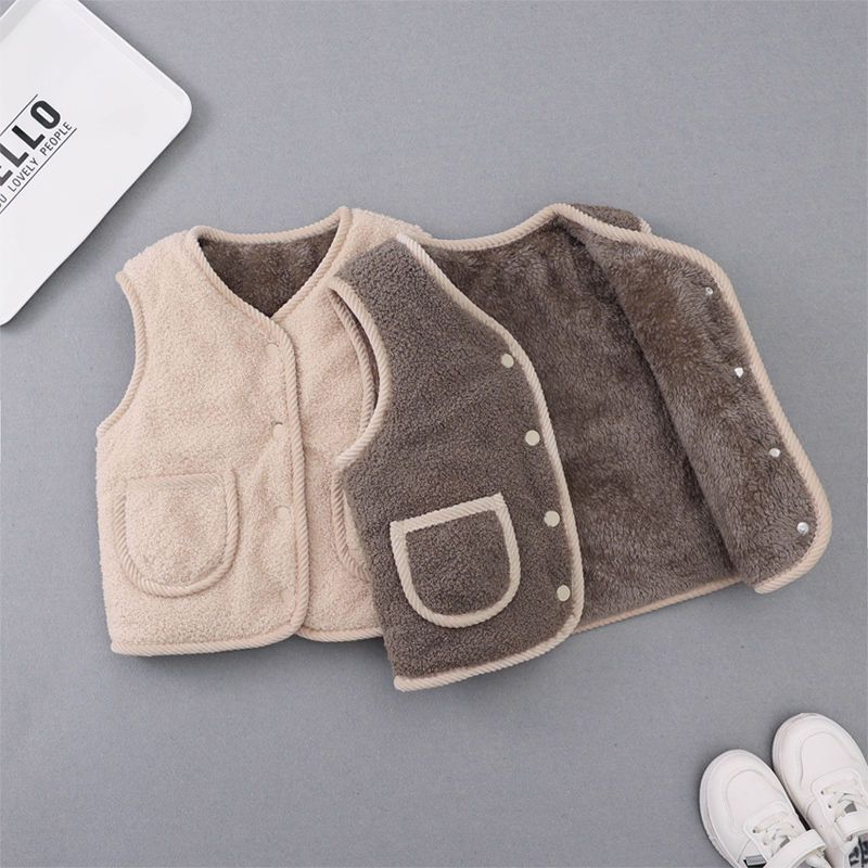 New baby thickened vest middle and small children's warm vest boys and girls double-sided velvet cotton vest baby children's clothing vest