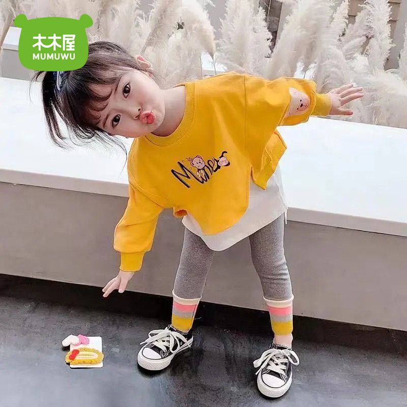  女童網紅套裝2023新款女寶寶秋裝兒童春秋季洋氣衛衣套裝